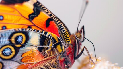 Closeup macro view of beautiful colorful abstract butterfly wing pattern