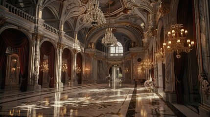 Fototapeta premium Interior of church. AI generated art illustration.