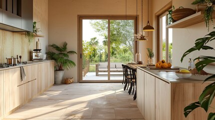 Modern living room with fireplace. AI generated art illustration.