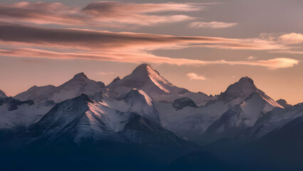 Snow Capped Peaks Aglow A Sunset Symphony of
