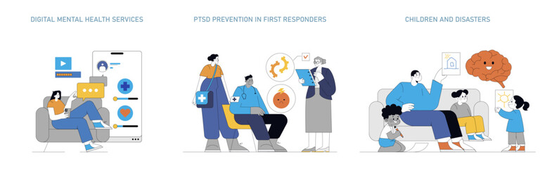 Disaster Psychology. Flat Vector Illustration