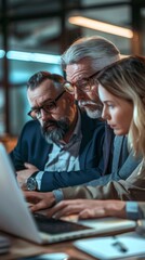A man and a woman looking at a laptop
