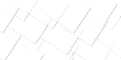 Abstract design with white transparent material in triangle and square shapes on white background. Square in bright light with paper texture.Modern and creative design with different size white boxes.