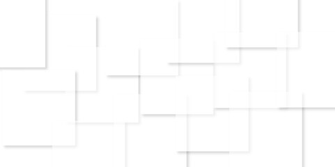 Abstract design with white transparent material in triangle and square shapes on white background. Square in bright light with paper texture.Modern and creative design with different size white boxes.