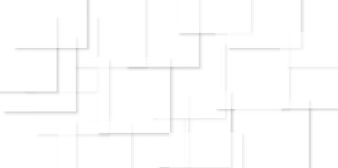 Abstract design with white transparent material in triangle and square shapes on white background. Square in bright light with paper texture.Modern and creative design with different size white boxes.