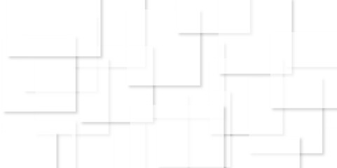 Abstract design with white transparent material in triangle and square shapes on white background. Square in bright light with paper texture.Modern and creative design with different size white boxes.