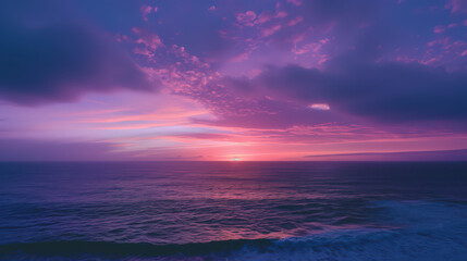 Fototapeta premium Purple Sunset Over the Pacific Ocean -8k 16:9
