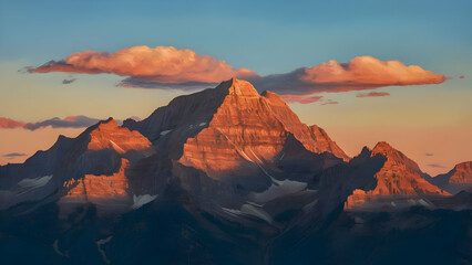 Fototapeta premium Awe Inspiring Vista Sunset Paints Mountains in Fire