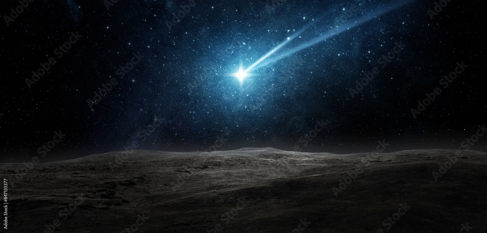 Canvas Prints falling meteorite, asteroid, comet in the starry sky. elements of this image furnished by nasa.