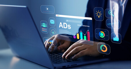 Digital marketing for promotion of products with social media, email, website and channel search...