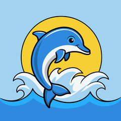 A playful dolphin leaping out of the ocean waves  vector illustration