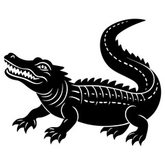 Crocodile vector silhouette on white background