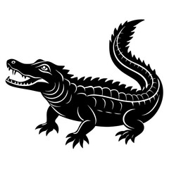 Crocodile vector silhouette on white background
