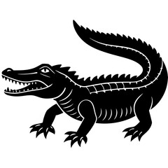 Crocodile vector silhouette on white background