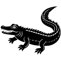 Fototapeta premium Crocodile vector silhouette on white background
