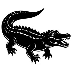 Crocodile vector silhouette on white background
