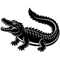 Crocodile vector silhouette on white background