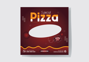 Special Pizza Menu Social Media Post. Fast Food Restaurant Banner and Flyer Design.
