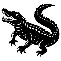 Crocodile vector silhouette on white background