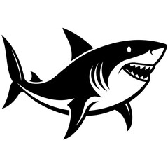 Shark vector silhouette on white background