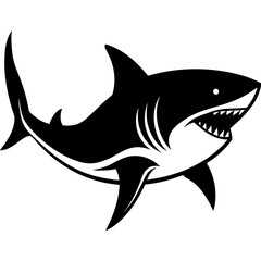 Shark vector silhouette on white background