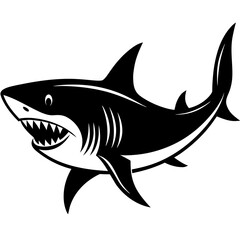 Shark vector silhouette on white background