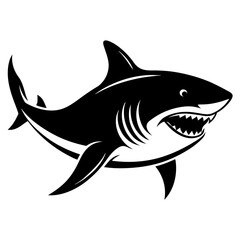 Shark vector silhouette on white background