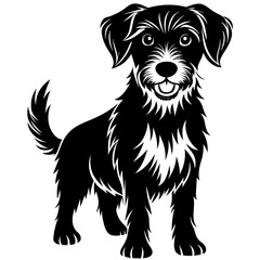 a friendly and loyal dog silhouette with floppy vector illustration