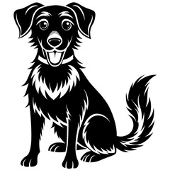 a friendly and loyal dog silhouette with floppy vector illustration