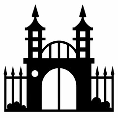  school gate vector silhouette on white background black