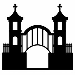  school gate vector silhouette on white background black