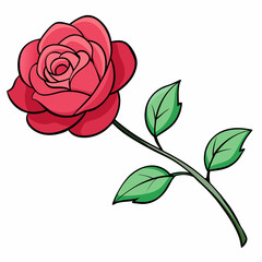 A Persian rose, with petals like silk, blooms on a white branch vector illustration