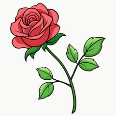 Fototapeta premium A Persian rose, with petals like silk, blooms on a white branch vector illustration