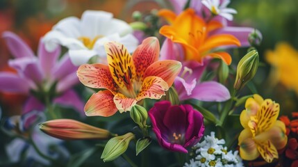 Colorful and ornamental flowers in close up view