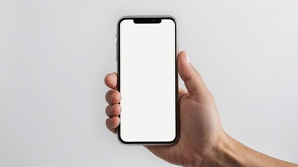 Hand holding cell phone with blank screen for screen Mock up smart phone
