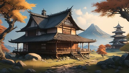 Obraz premium Japanese Forest Hut
