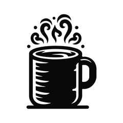 Coffe cup black silhouette vector with white color background