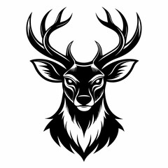 a logo design an deer head vector silhouette illustration