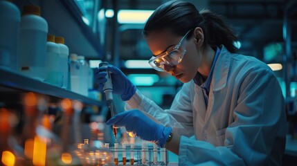 Doctor testing in medical lab with ambient light