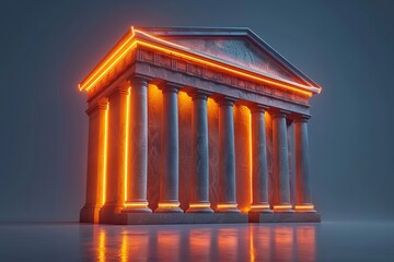Obraz premium This classical architectural landmark features tall Greek columns supporting a temple facade, reminiscent of the Parthenon
