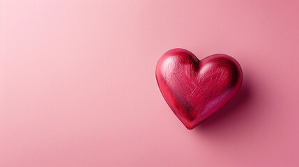 wide horizontal valentine day background image of maroon color abstract heart shape line drawing sketch drawn on a pink background with empty space for texts