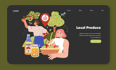 Fototapeta premium Farm Life. Flat Vector Illustration