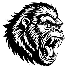 angry gorilla head side view vector illustration