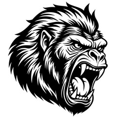 angry gorilla head side view vector illustration