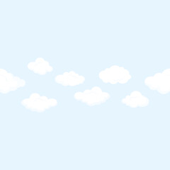 Blue seamless border of white clouds