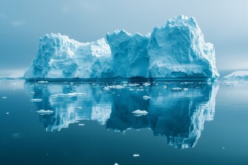 Giant iceberg reflected in calm water