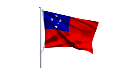 Waving flag of samoa isolated on transparent background.