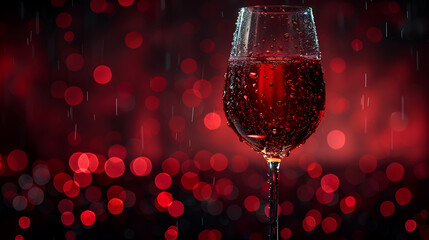 Wine glass with fresh red wine