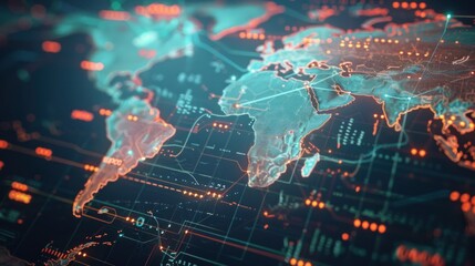 Obraz premium location. Composition of points and lines on a world map for global business location