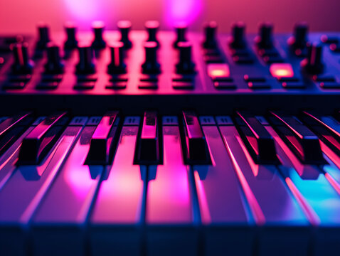 Leuchtendes Buntes Keyboard in Neon LED Lichter und Tastaturen 